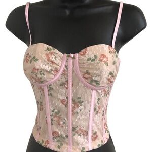 Pretty Garbage pink lace corset style top size XS brand new